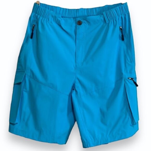 Pudolla Men’s Shorts Aqua Blue Size L, Waist 32/33, Tons of Pockets! NWOT - Picture 1 of 8